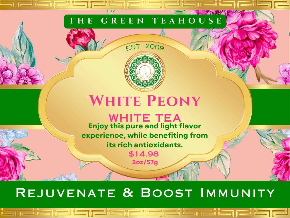 Organic Rejuvenating White Peony Floral Tea, 2 OZ Resealable Packet, Low Caffeine.