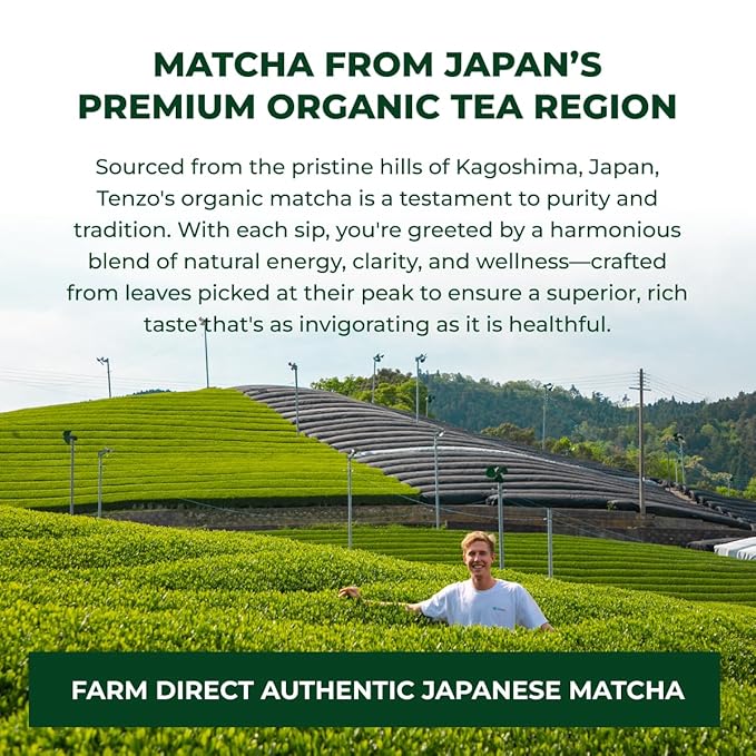 Tenzo Tea Matcha Green Tea Powder - USDA Organic Ceremonial Grade - Paleo, Kosher, Vegan - Authentic Japanese Matcha - Original Latte Powder 3.53 Ounce