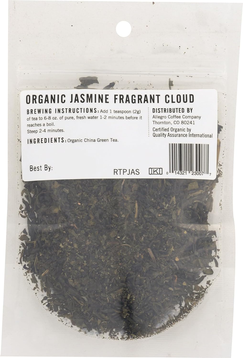 Allegro Tea, Organic Jasmine Fragrant Cloud, Loose Leaf Tea, 0.75 oz