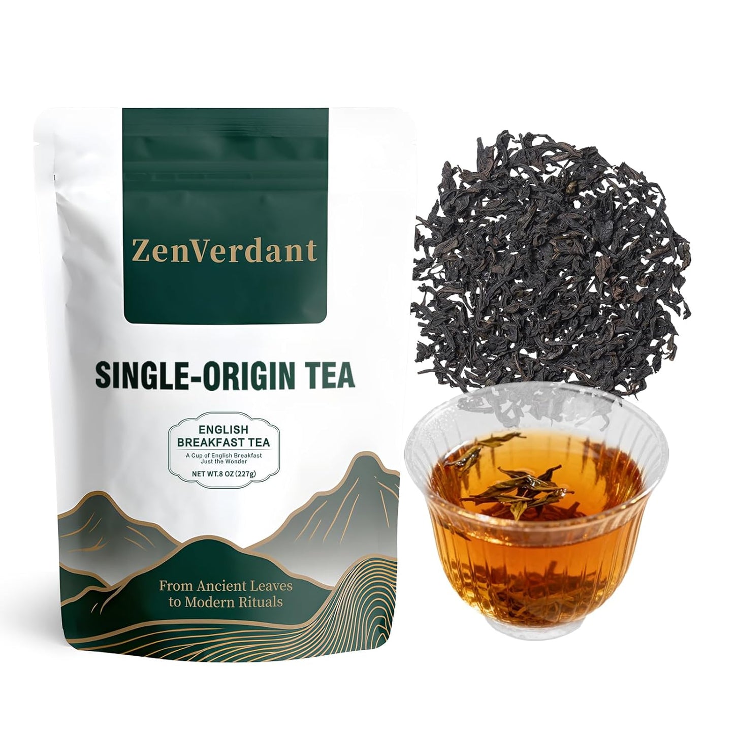 ZenVerdant DT Oolong Tea, 8 oz Whole Leaf Tea | Cortisol Balancing Calming for Stress Relief, Digestion and Metabolism, Rich in Antioxidants | Packaging Mislabeled English Breakfast Tea