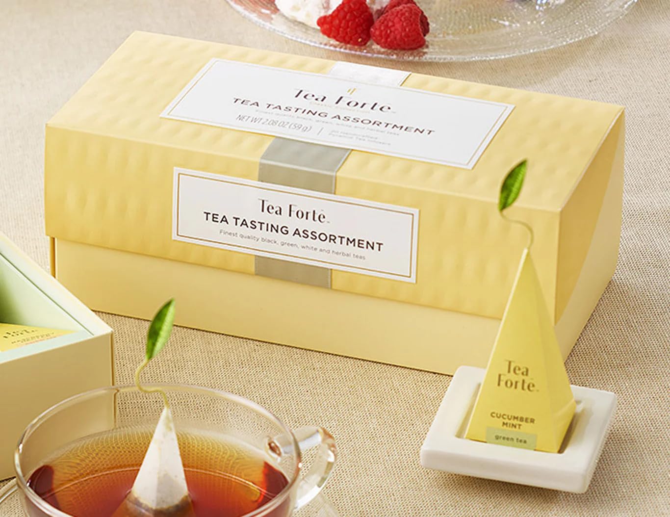 Tea Forte Tea Sampler, 20 Pyramid Infuser Bags, Premium Tea Gift Set | Assorted Tea Presentation Box, 2 of Each Blend, Individually Wrapped, Giftable Presentation Box for Tea Lovers