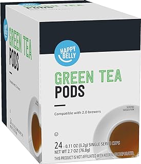 Happy Belly Tea Pods Compatible with 2.0 K-Cup Brewers, Green Tea, 24 Count (Previously Solimo)