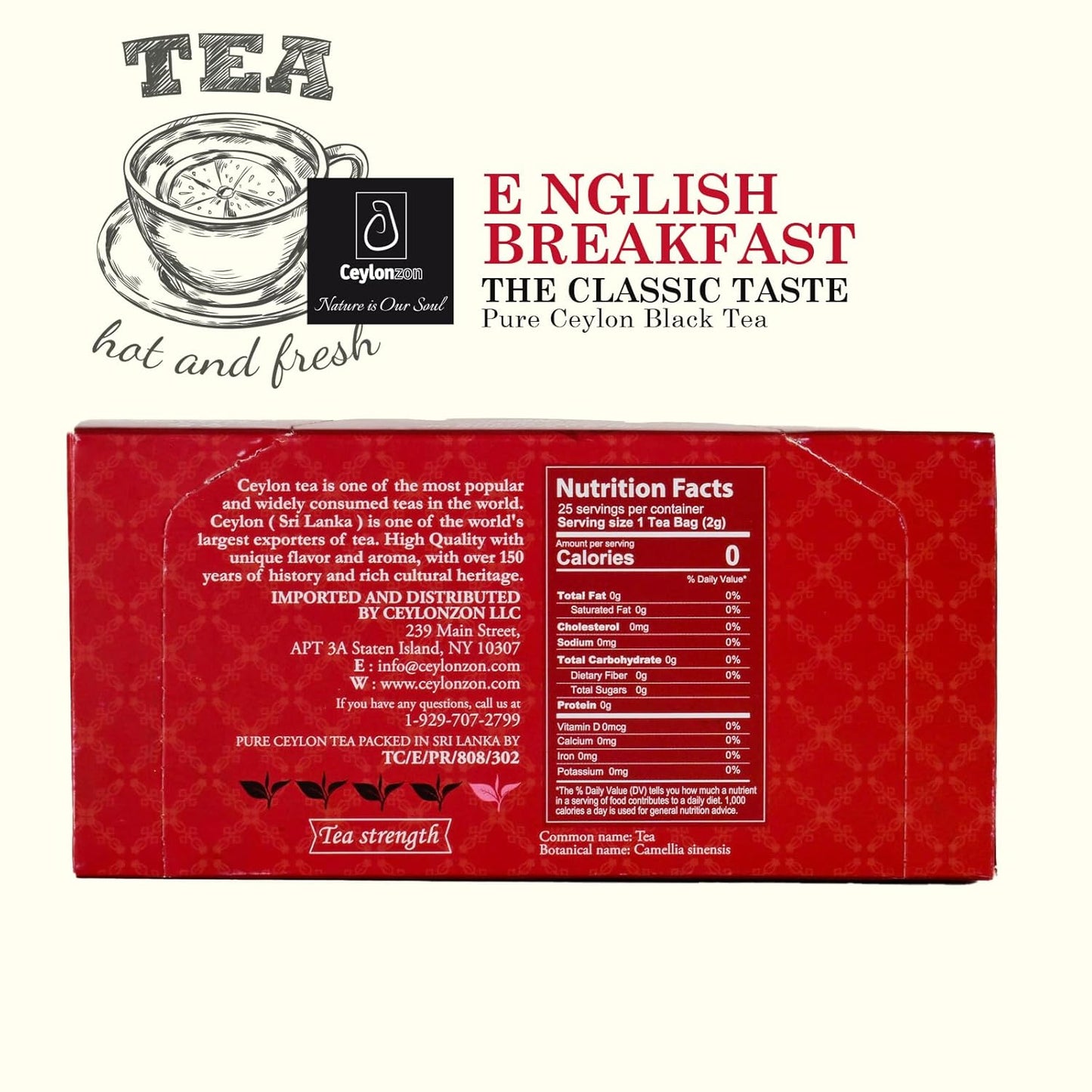 English Breakfast Tea Classic Taste 25 Individually Foil-Wrapped Tea Bags,Perfect Strong, Robust & Flavory Natural Black Tea Bags Ideal for Cozy Mornings or Tea Breaks