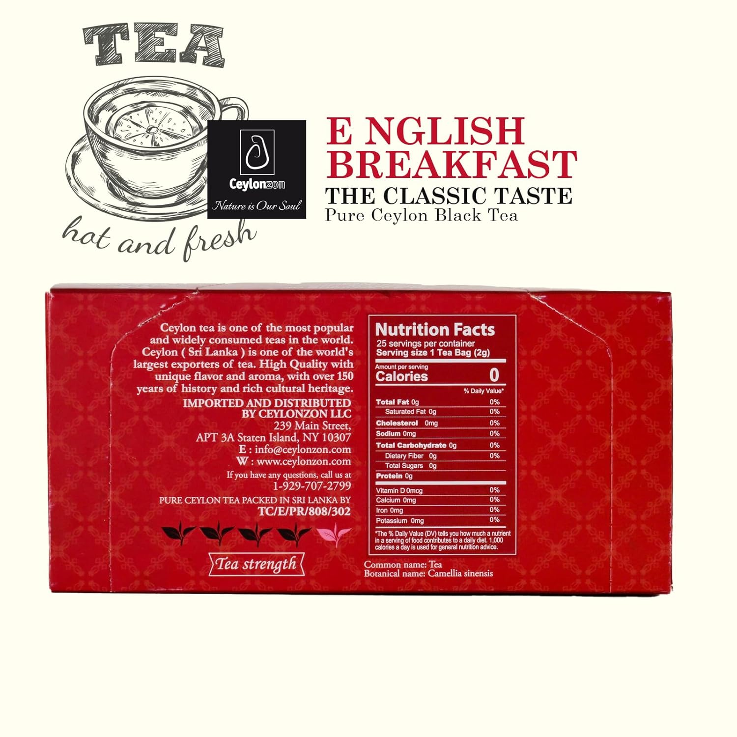 English Breakfast Tea Classic Taste 25 Individually Foil-Wrapped Tea Bags,Perfect Strong, Robust & Flavory Natural Black Tea Bags Ideal for Cozy Mornings or Tea Breaks