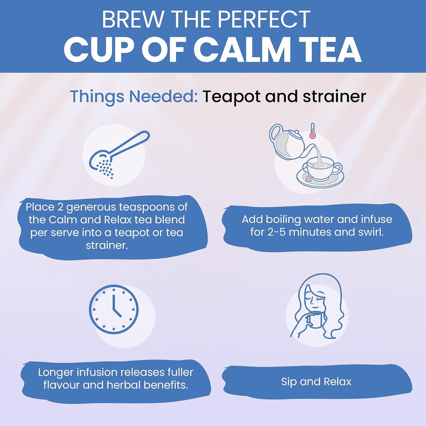 Kintra Foods Calm &amp; Relax Loose Leaf | Herbal Blend With Chamomile, Lavender and Passionflower | Soothing Tea | Caffeine-Free Calming Tea | 60g Jar for Ultimate Relaxation