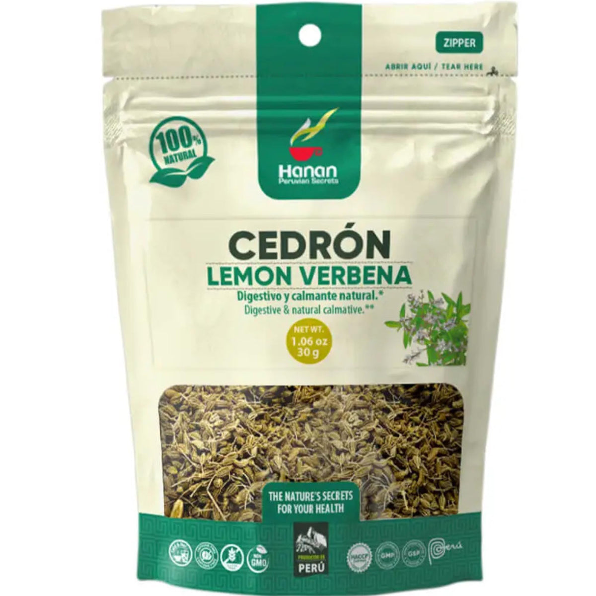 HANAN PERUVIAN SECRETS Hanan Lemon Verbena (Cedron) Loose Herbs – Herbal Tea All-Natural Beebrush from Peru’s Andes Mountains