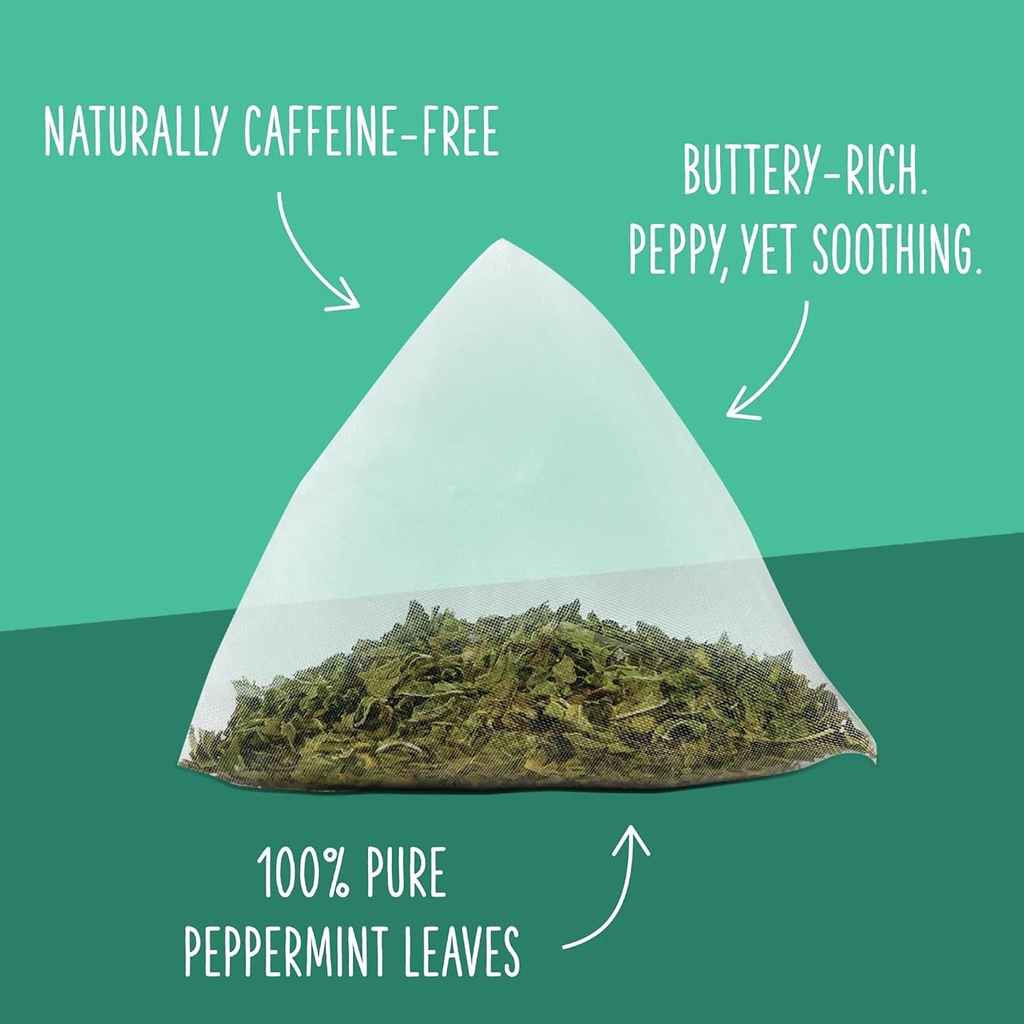 Two Leaves and a Bud Organic Peppermint Naked Tea Sachets, 50 Ct | Naturally Caffeine Free, Whole Leaf Herbal Tea in Unwrapped Pyramid Sachets, Resealable Bag