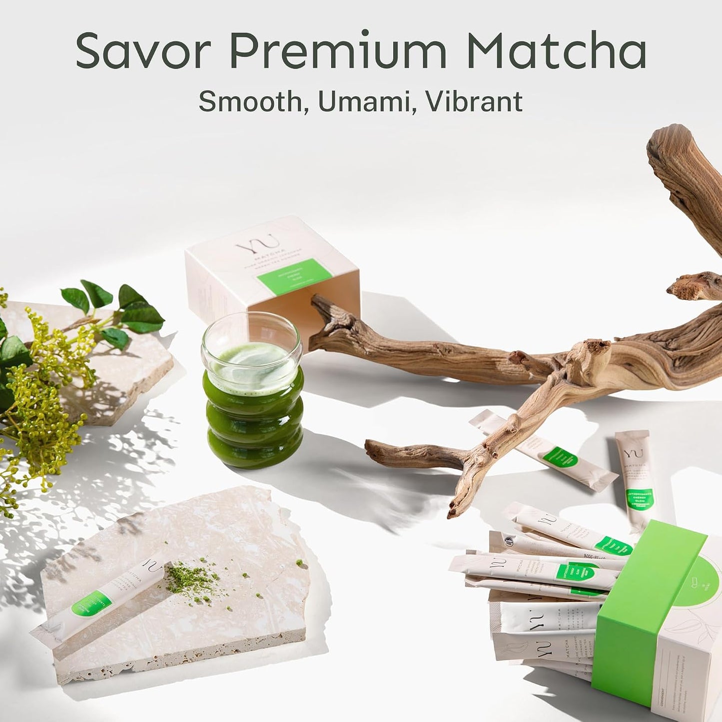 Yu Tea Organic Ceremonial Grade Matcha Powder, 50 Servings | Packed with Antioxidants, L-Thanine &amp; Natural Caffeine | Unsweetened Grade A Japanese Matcha Powder | Resealable Pouch, 2.65 oz