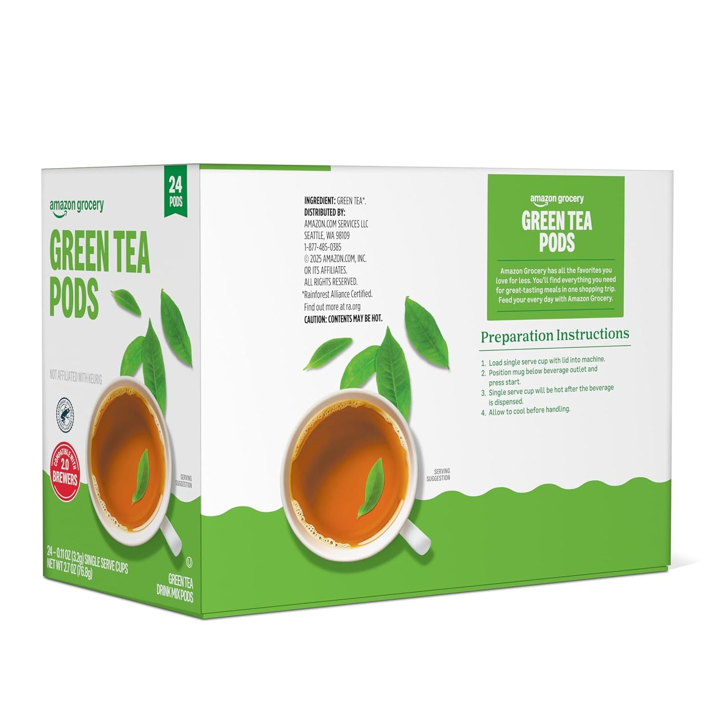 Amazon Grocery, Green Tea Pods, 2.7 Oz, 24 Ct