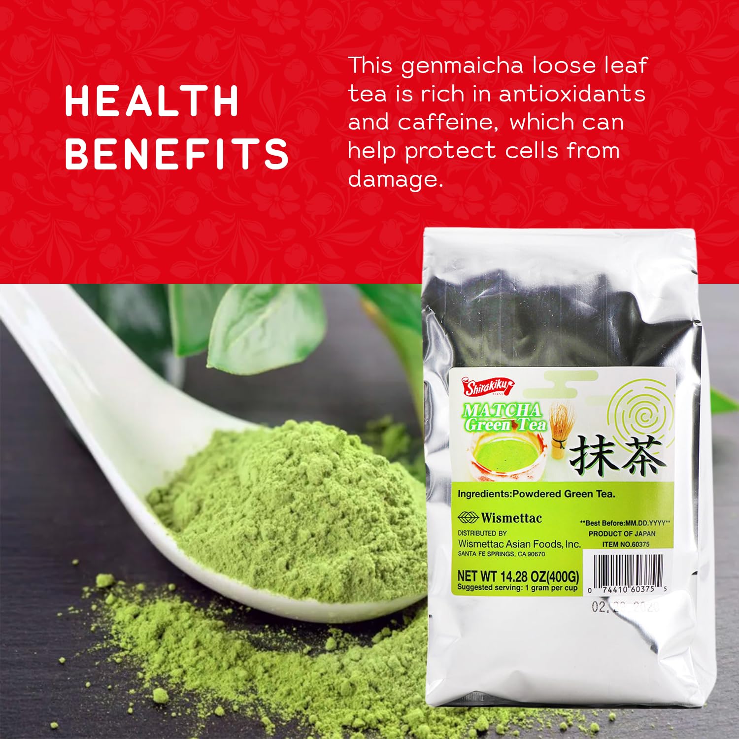 SHIRAKIKU Matcha Green Tea Powder | Authentic Japanese Matcha for Traditional Teas | Prefect for Asain Lattes, Smoothies, Baked Goods | 14.28 OZ Pack of 1