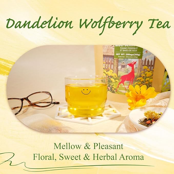 WT Weetee Dandelion Wolfberry Tea Bags 200g 60-80 Cup, 7 Natural Herbal Ingredients Goji Berry Chrysanthemum Cassia Seed