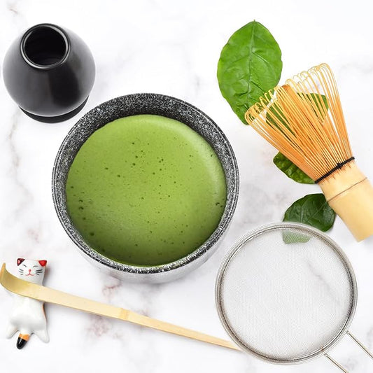 Matcha Whisk Set, Matcha Tea Set Included Matcha Bowl, Bamboo Matcha Whisk, Scoop, Matcha Whisk Holder, Spoon Stand, Matcha Sifter