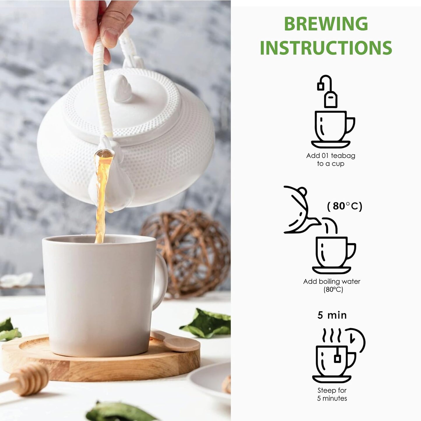 True Organic Premium Ceylon Green Tea |100 Count Tea Bags | USDA Organic & Kosher Certified |100 Envelop Organic Green Tea for Your Home & Cafe.