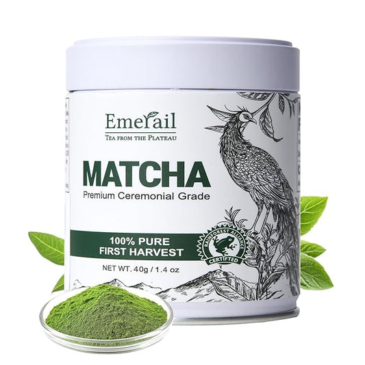 Emerail Ceremonial Grade Matcha Green Tea Powder, Premium First Harvest Unsweetened, 100% Pure Matcha for Lattes, Smoothies, and Baking (40g / 1.4oz)