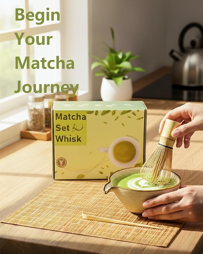 Matcha Whisk Set,Matcha Set,Matcha Kit,Matcha Bowl with Spout,Scoop,Sifter,Bamboo Whisk,Chasen Holder,Unique Gifts for Women Grifend