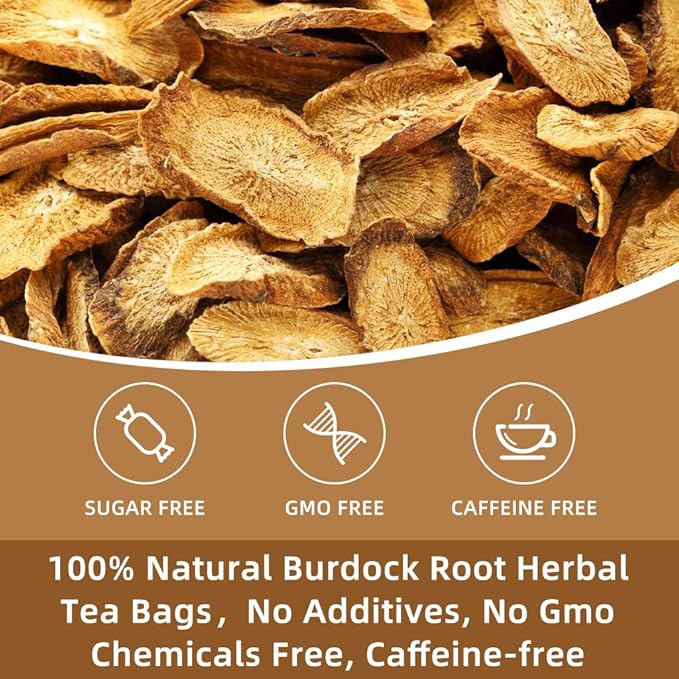 Burdock Root Tea - Natural Burdock Root Herbal Tea Bags for Antioxidant, Digestion and Immune Support, Caffeine Free - 40 Tea Bags