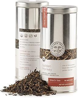 Golden Moon Tea Organic Golden Monkey Black Tea - Loose Leaf, Non-GMO - Travel Tin (28 Servings)