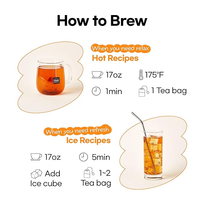 Odada Sweet Orange Tea - Rooibos, Orange Peel & Schisandra Berry Blend, Bright Citrus Hydration & Natural Antioxidant K-Wellness Drink, Caffeine-Free, Zero Sugar, 24 Tea Bags