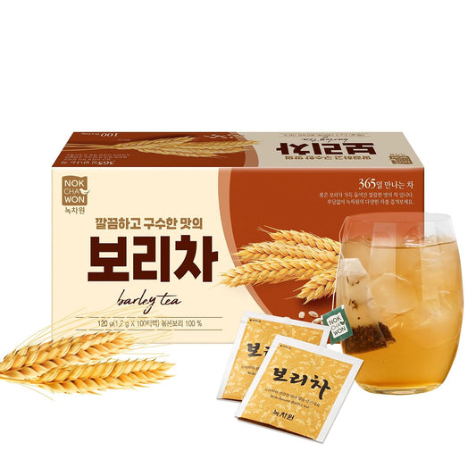 [Nokchawon] Korean Roasted Barley Tea Bags (100 Count) - Caffeine Free Boricha for Daily Hydration and Digestion - Savory Nutty Flavor Coffee Substitute - Traditional Grain Tea
