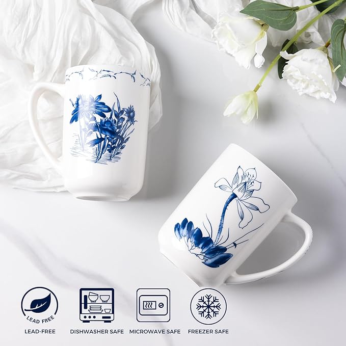 AmorArc Porcelain Tea Mug with Infuser and Lids, 18 Oz Large Cup Strainer with Bag Holder for Loose Leaf Tea