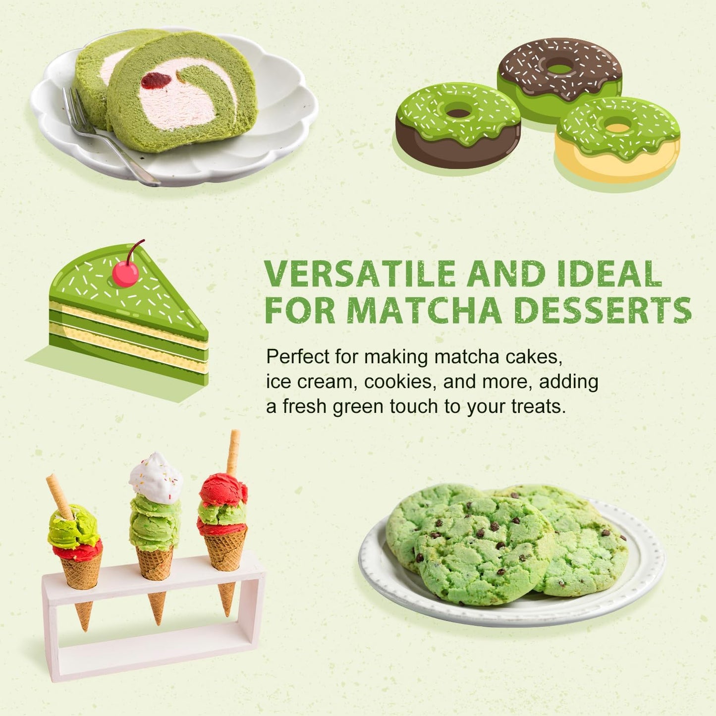 Soeos Organic Matcha Powder, Matcha Green Tea Powder, 2 oz (57g), Antioxidant-Rich Japanese Matcha for Lattes, Smoothies and Baking, Recyclable Bags