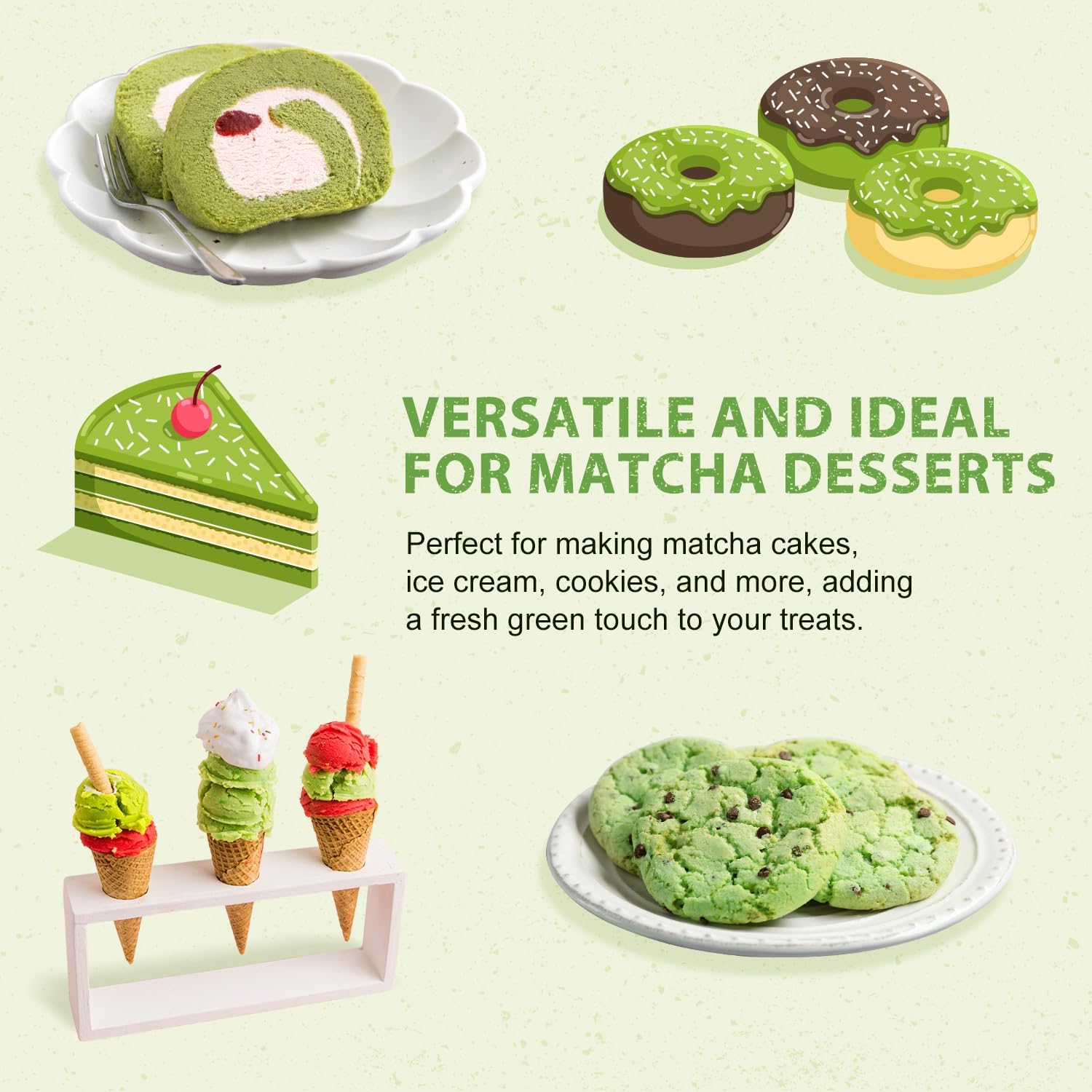 Soeos Organic Matcha Powder, Matcha Green Tea Powder, 2 oz (57g), Antioxidant-Rich Japanese Matcha for Lattes, Smoothies and Baking, Recyclable Bags