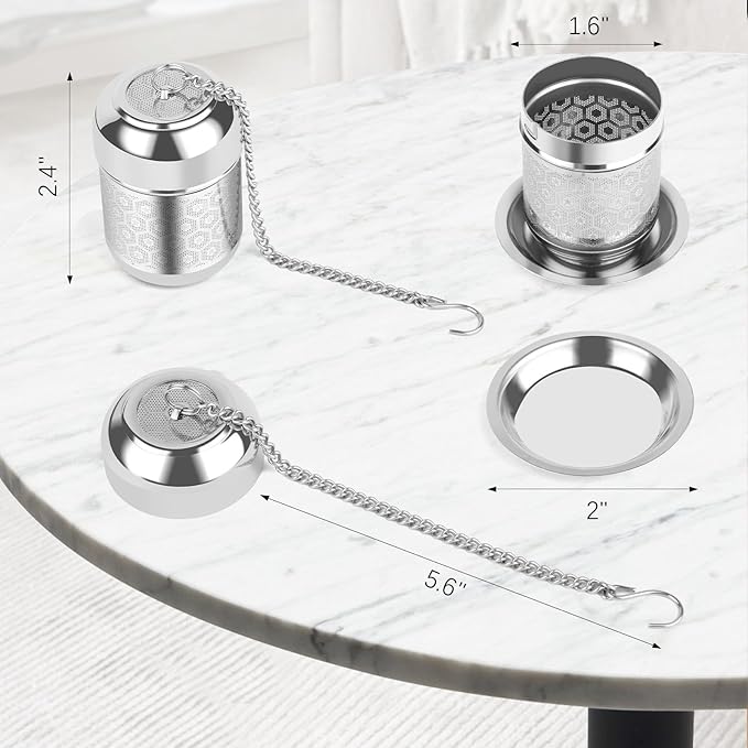 Tea Infuser for Loose Leaf Tea, Extra Fine Mesh Tea Strainers, 304 Stainless Steel & Updated Slim Threaded Lid, Loose Leaf Tea Steeper for Brew Tea