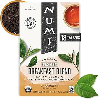 Numi Organic Breakfast Blend Tea | 18 Black Tea Bags | Assam, Ceylon & Darjeeling Black Teas | Caffeinated