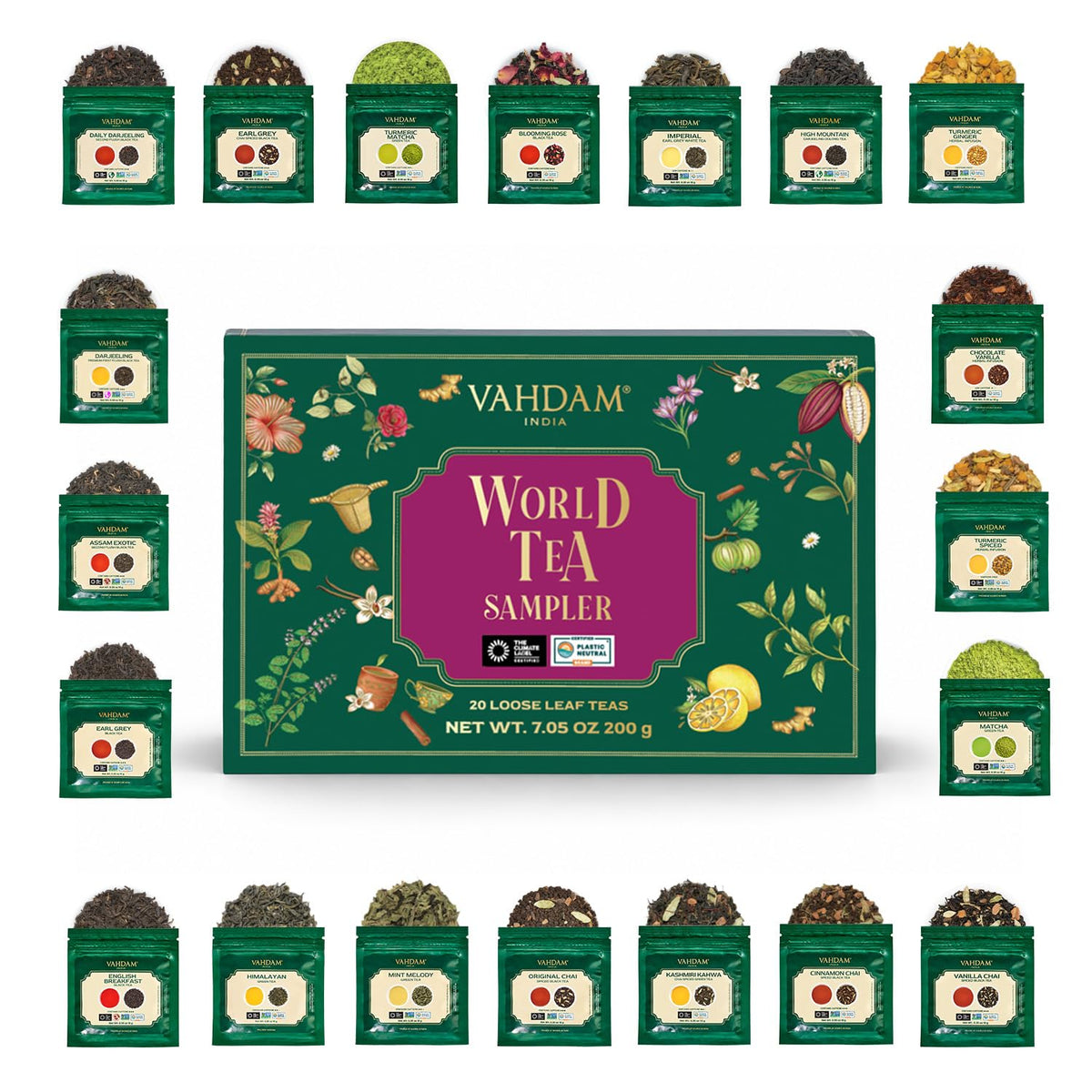 VAHDAM World Top 20 Favourites Tea Sampler Set