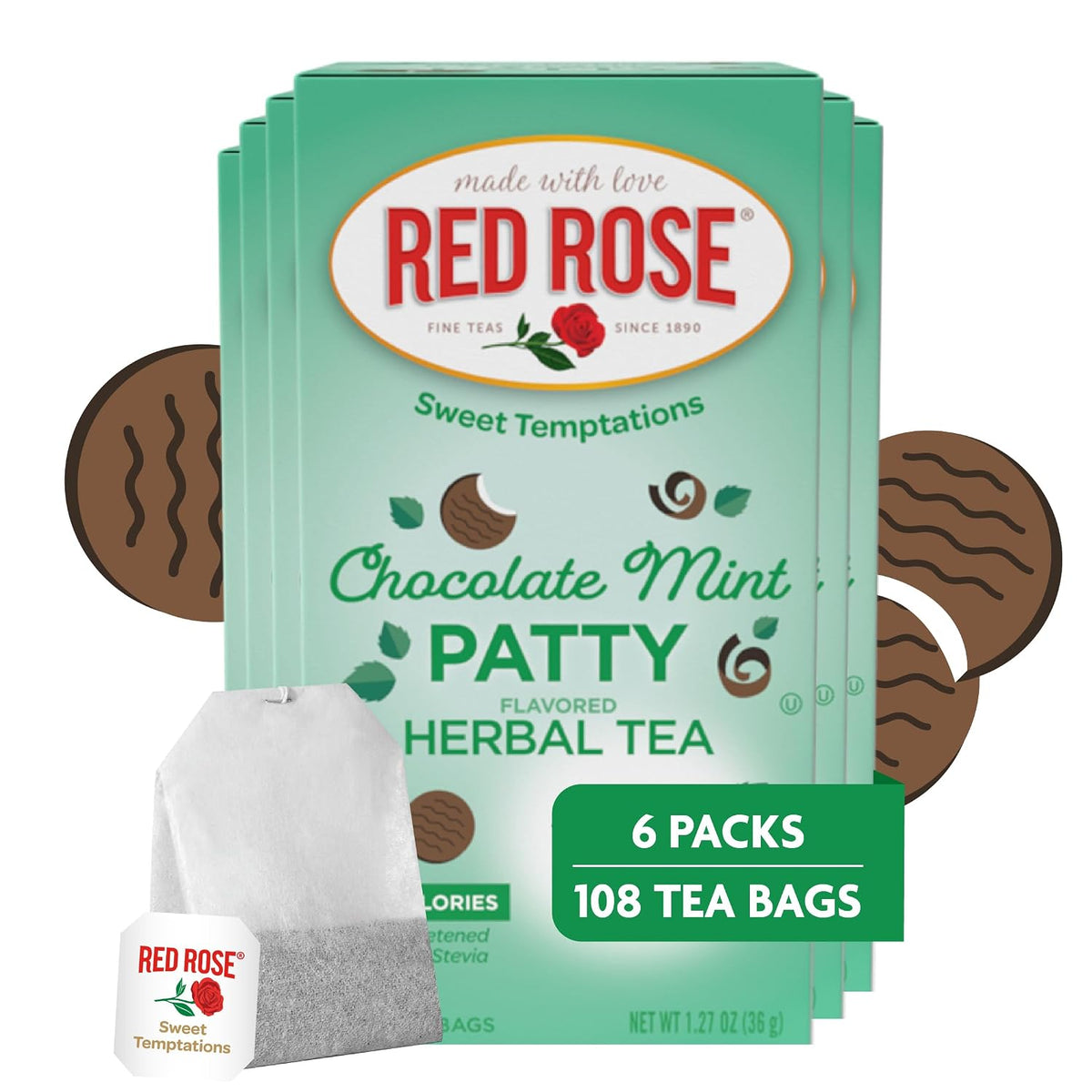 Red Rose Sweet Temptations Chocolate Mint Patty Dessert Herbal Tea