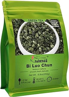 FullChea - BiLuoChun Tea - Bi Luo Chun Green Tea - Chinese Green Tea Loose Leaf - Toasty Bean Aromatic - Calming Tea (8.8oz / 250g)