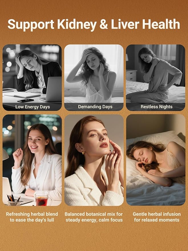 Ginseng Six Treasures Tea - 30 Bags (15 Day + 15 Night), The Daily Glow Duo: Energy & Beauty Tea, Caffeine-Free
