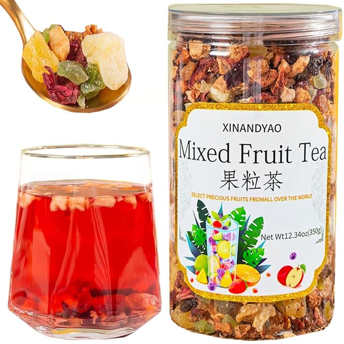 Mixed Fruit Cold Or Hot Brew Tea12.34oz/350g, DIY Dried Fruit Drinks Tea Loose Lea,Dried Fruit Tea Infusions,Eat and Drink Sampler