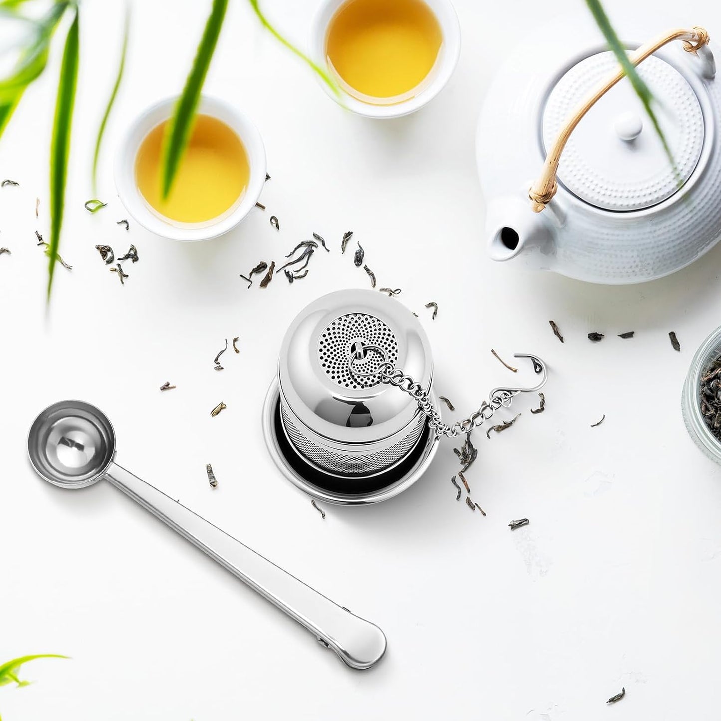 Umigy 4 Pcs Tea Infuser for Loose Tea, Stylish, 2.4 x 1.5 Inch, Silver