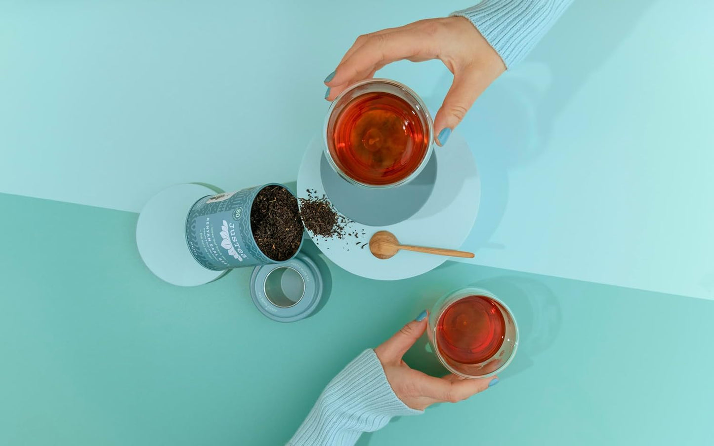 JusTea KENYAN EARL GREY Loose Black Tea, 40+ Cups Tin + Spoon, 4/5 Caffeine | Fair-Trade KENYAN EARL GREY Loose Leaf Black Tea. 90g/3.2oz Reusable Tin with a Hand-Carved Tea Spoon. 4/5 Caffeine. Organic.