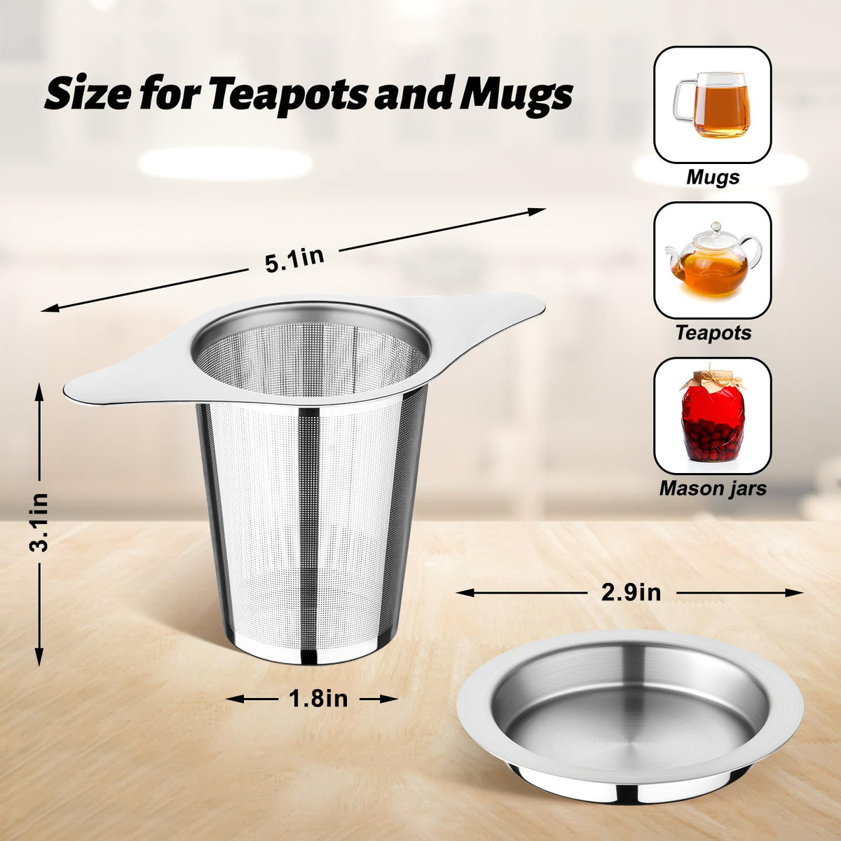 FrutPunch 2 Pack Loose Leaf Tea Infuser with Lid, Ultra-Fine Mesh