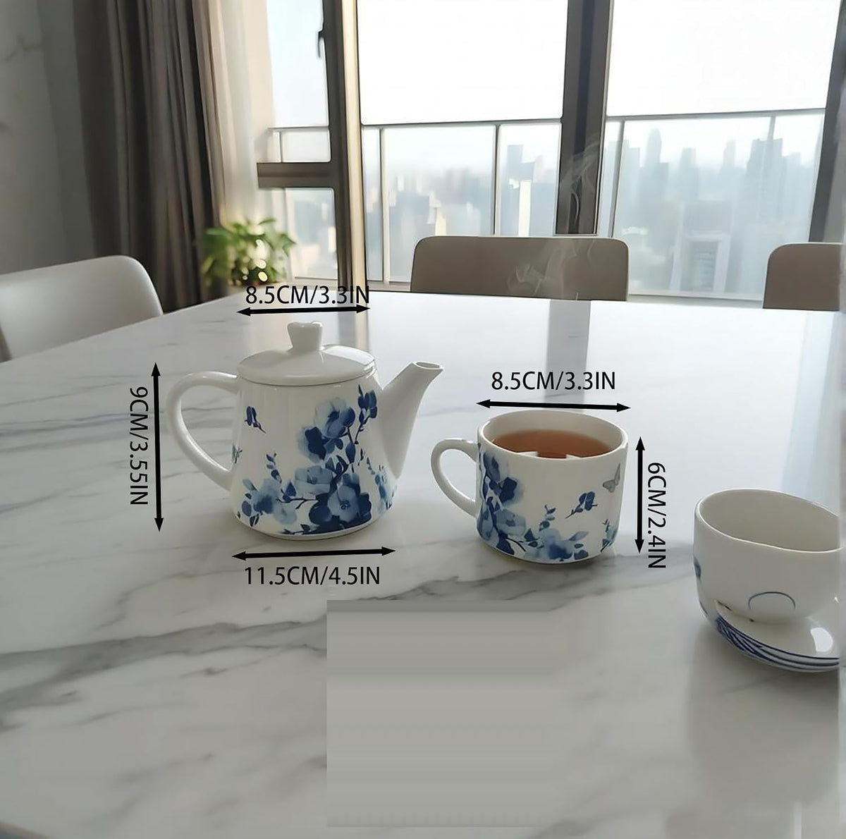 HJOCMLE Ceramic TeaPot Porcelain Tea for One Set 15OZ Rustic Boho Tea Pot with Cup Set Stackable TeaPot and MugSet Tea Gift