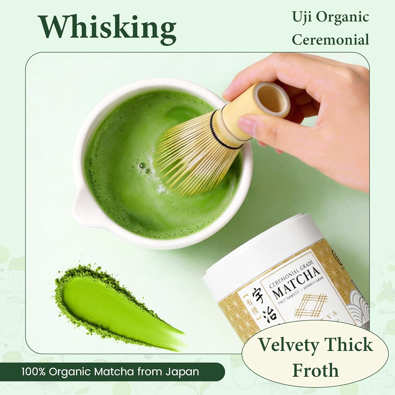 Ceremonial Grade Matcha Powder AA 1.06oz Tin, Japanese JAS Certified Organic, Antioxidant Rich with Caffeine & L-Theanine for Focus & Relaxation, Kosher Non-GMO Green Tea(1.06oz, Uji Organic)