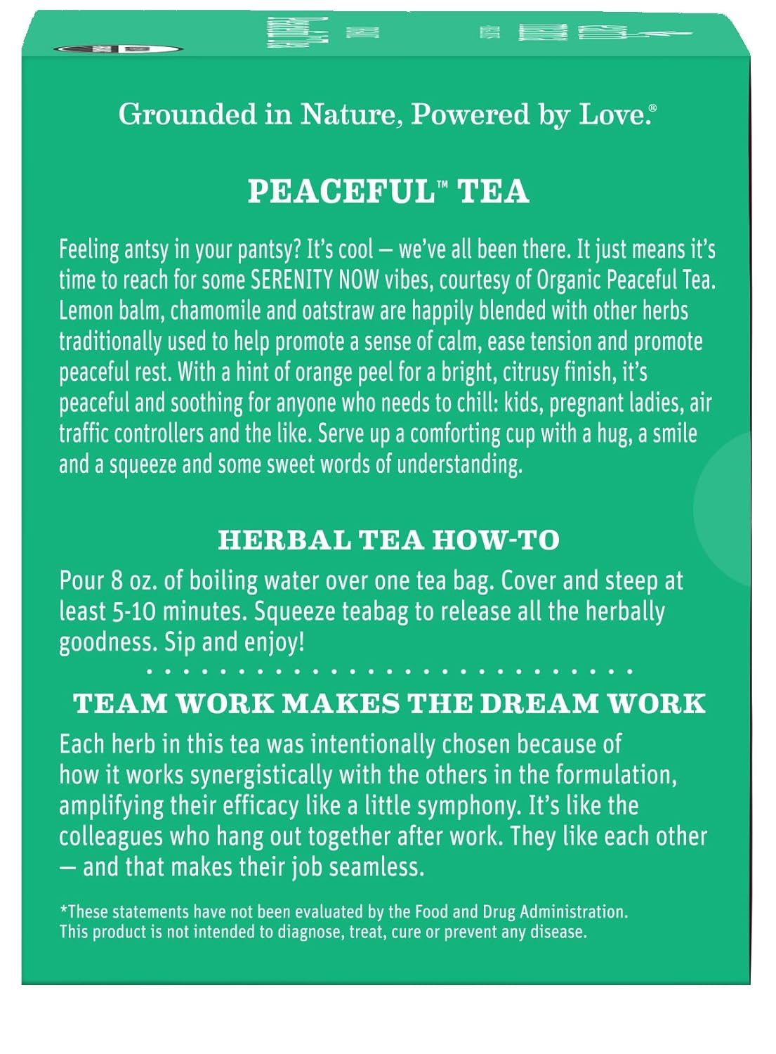 Earth Mama Organic Peaceful™ Tea | Stress Less! Calming, Relaxing Herbal Blend Safe for Pregnancy & Beyond, 16 Teabags Per Box (2-Pack)