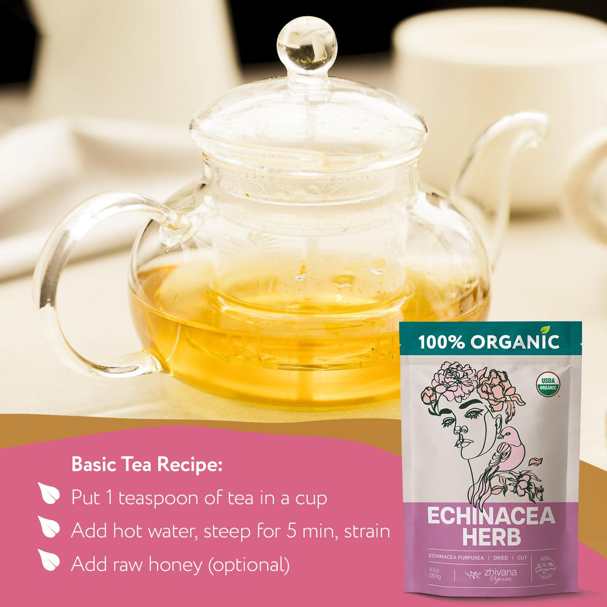 Organic Echinacea Leaf Tea (10oz) - Equinacea Organica - Immune Support Tea