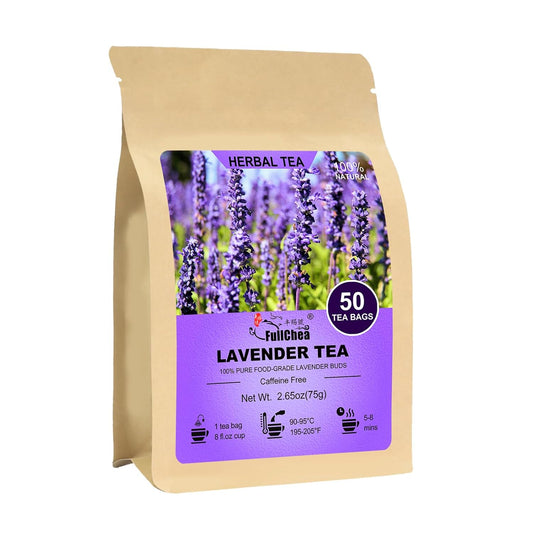 FullChea - Lavender Tea Bags, 50 Count, Natural Lavender Flowers | Pure lavender bud tea, caffeine-free floral tea for relaxation and daily wellness routines