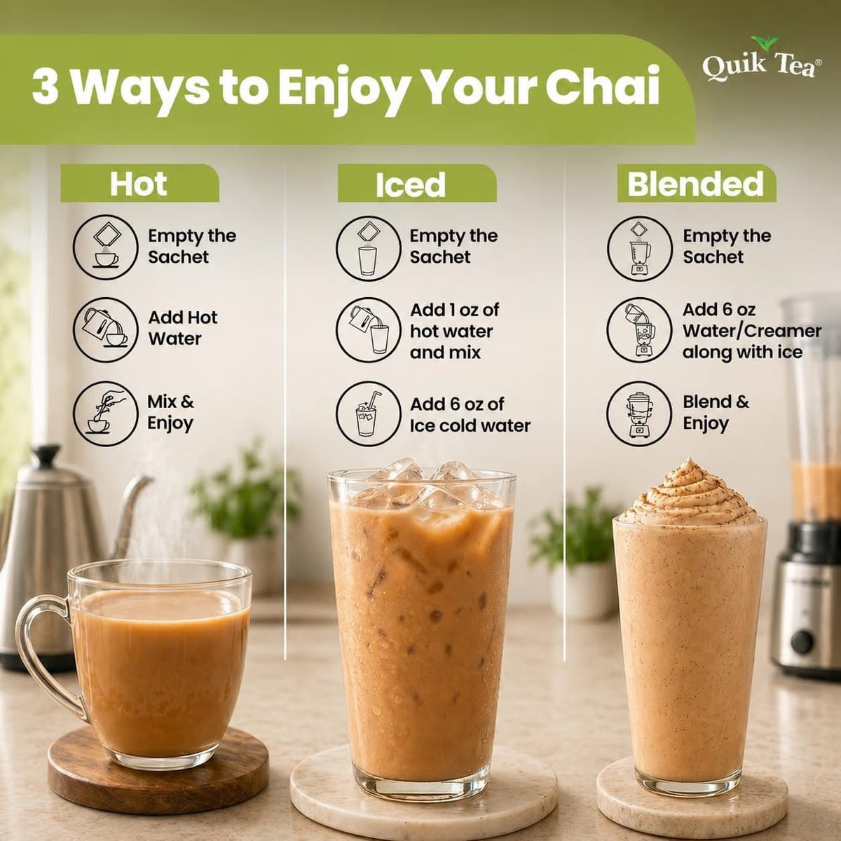 QuikTea Instant Chai Tea Latte, Lemongrass, 33.8 Oz