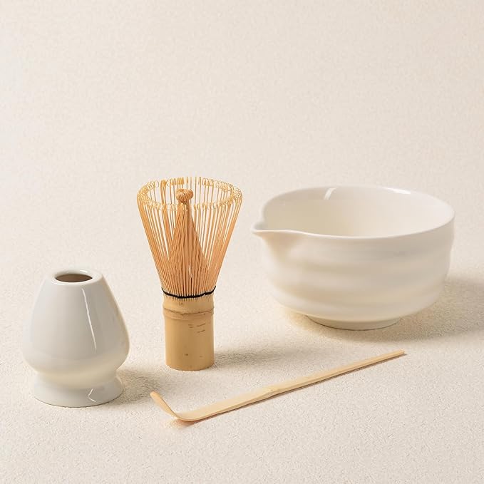Authentic Japanese Matcha Ceremony Set - 17oz Traditional Chawan Bowl with Bamboo Whisk (Chasen), Scoop & Stand - Complete Starter Kit for Beginners