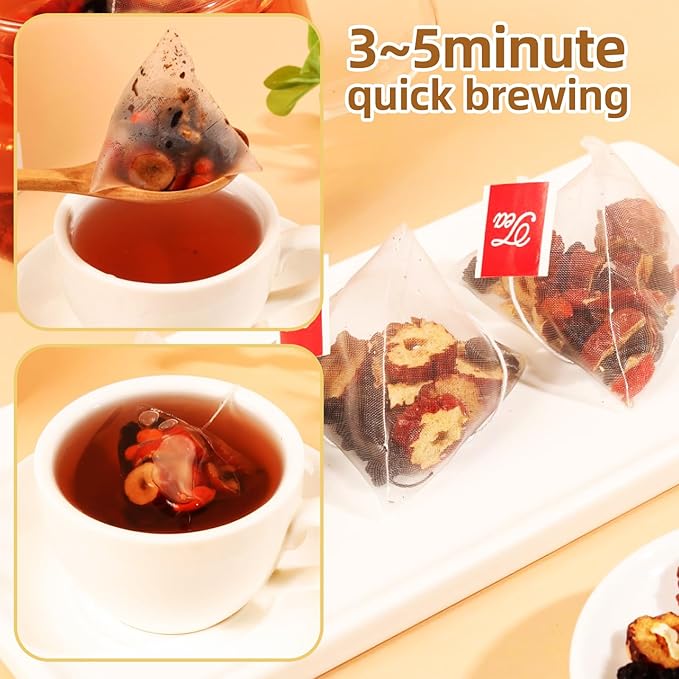 Ginseng Five Treasures Tea - 6 Precious Herbs Kidney Cleanse & Detox Tea, Traditional Chinese Organic Herbal Blend with Ginseng, Goji