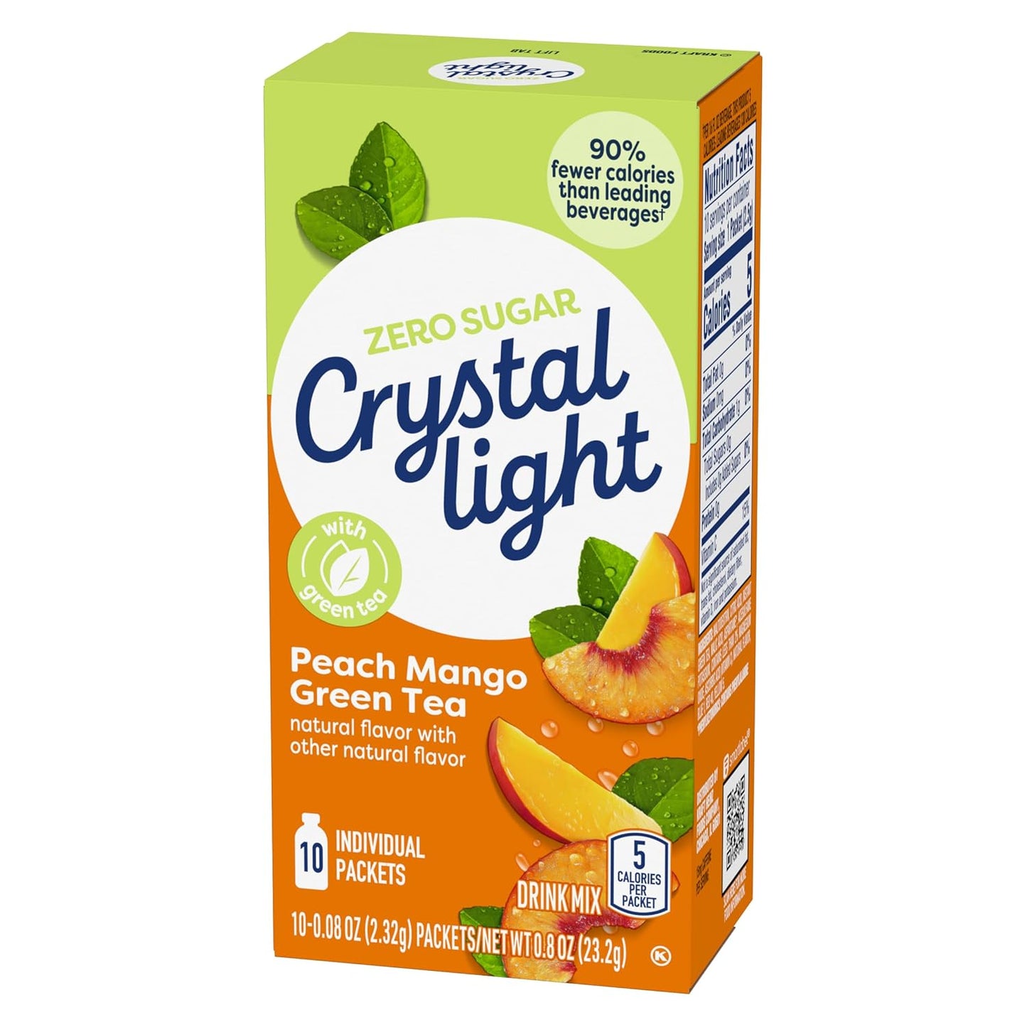 Crystal Light On The Go Peach Mango Green Tea Drink Mix, 10-Packet Box (Pack of 12)