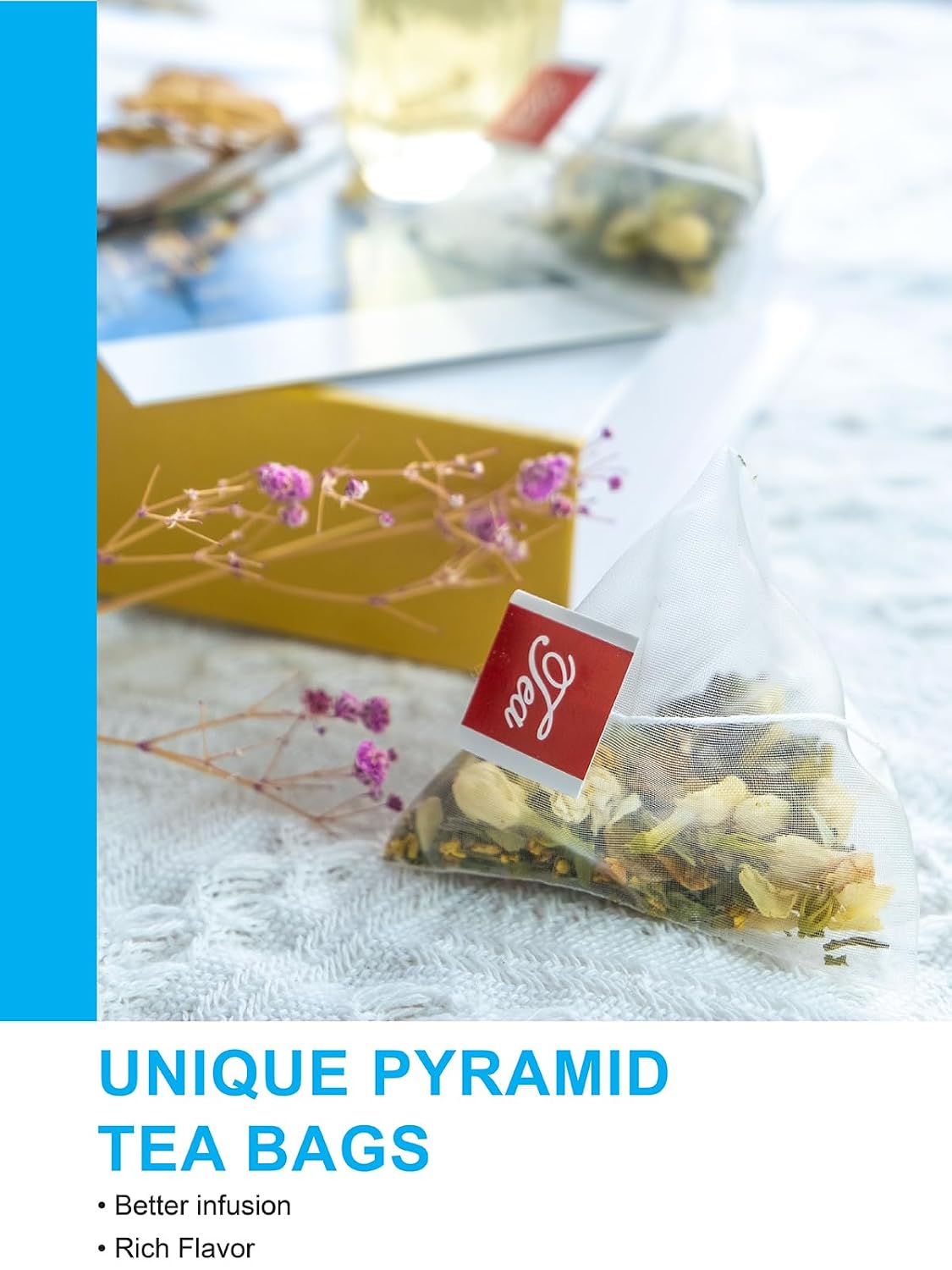 TeeLux Mint Jasmine Herbal Tea Bags, Caffeine Free, 30 Count | Refreshing Mint Blend with Jasmine, Lily, Osmanthus &amp; Chrysanthemum, Sugar Free, Gluten Free, Hot or Iced