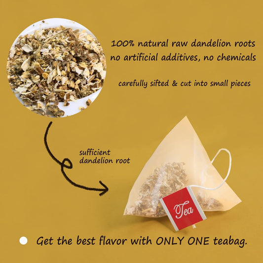 FullChea - Dandelion Root Tea Bags, 100 Count, Raw Dandelion Roots | Non-GMO and caffeine-free, rich in vitamins and supports immune wellness in daily tea routines