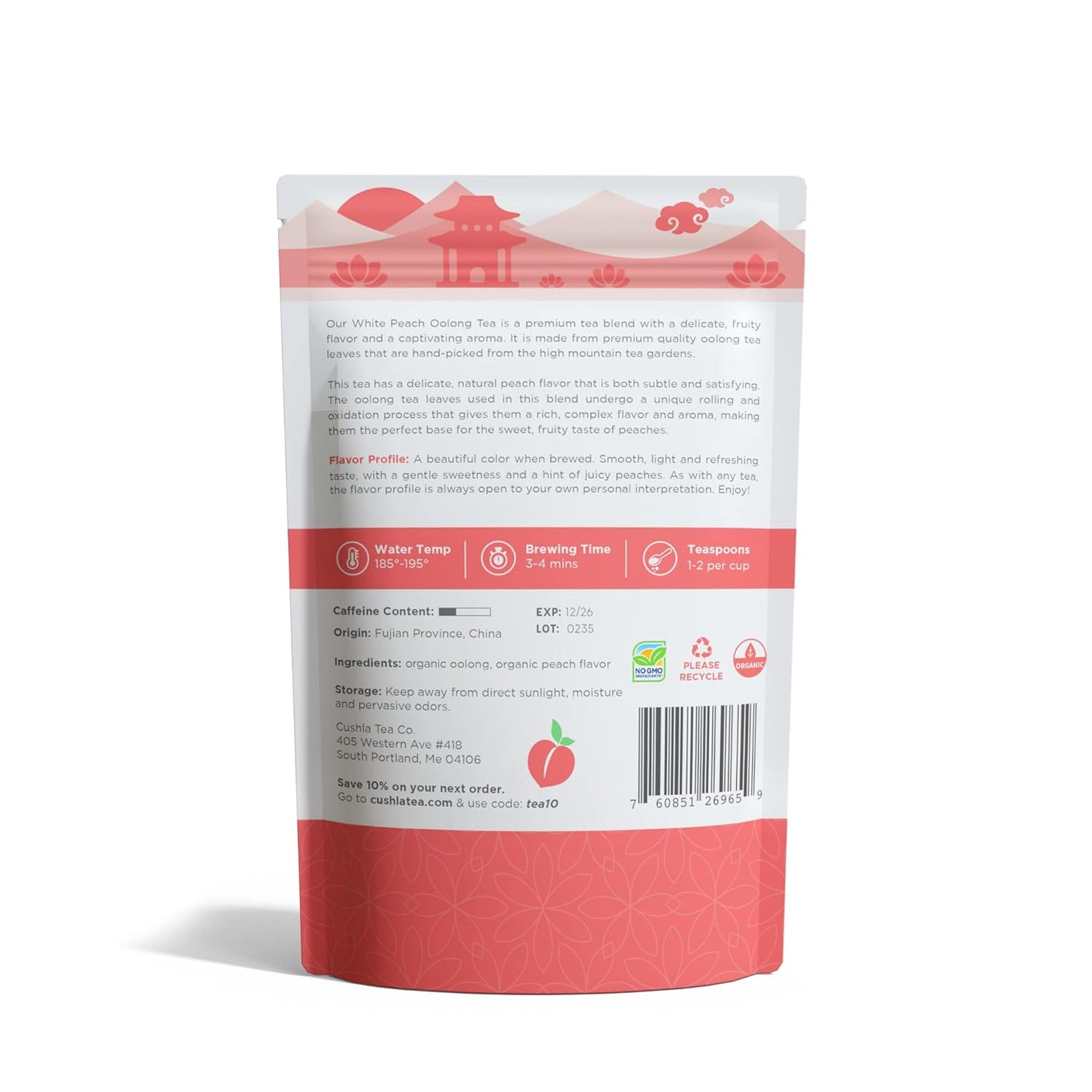 Whole Leaf White Peach Wuyi Oolong Loose Leaf Tea - No Artificial Ingredients