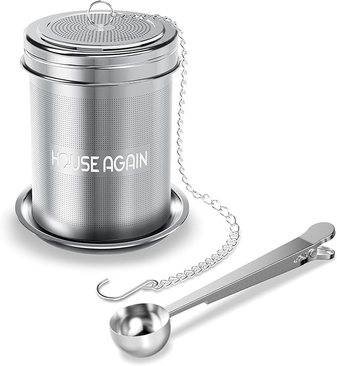House Again Large Tea Infuser with Scoop, Extra Fine Mesh Tea Strainers for Loose Tea & Spice Infuser for Cooking, 304 Stainless Steel