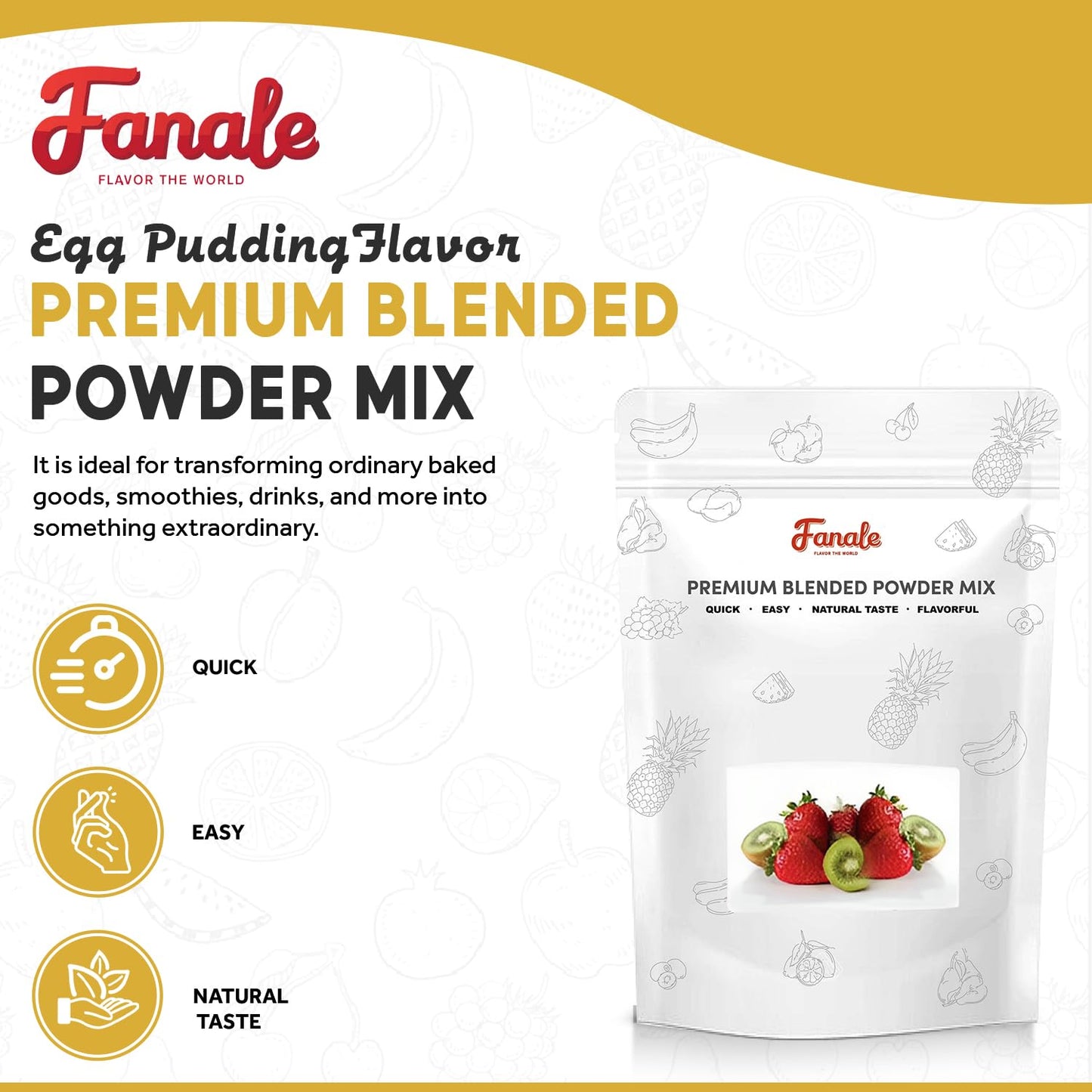 Fanale Egg Pudding Milk Tea Powder, Instant Flavoring Powder, 2.2lbs Pk-1 | Instant Flavoring Mix Perfect for Boba Milk Tea, Smoothies, Baking &amp; Desserts. Rich &amp; Creamy Beverage Powder, Easy to Prep